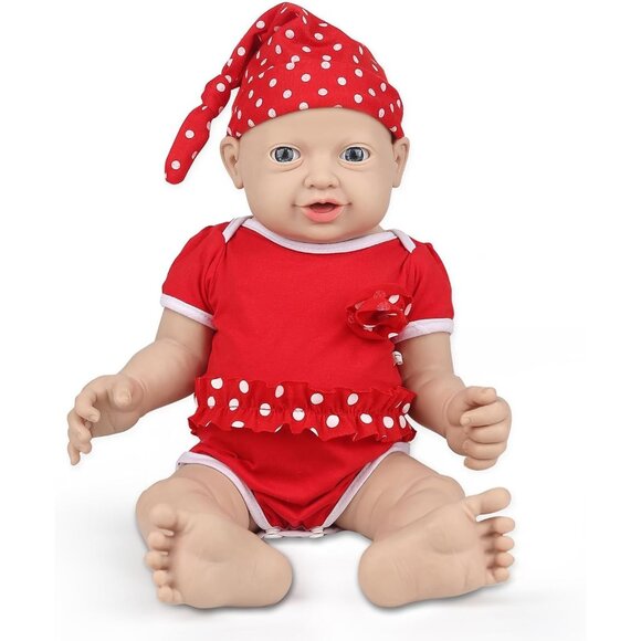 🆕14 inch Full Body Silicone Baby Doll Girl with Clothes and Feeding Accessories - Picture 3 of 7
